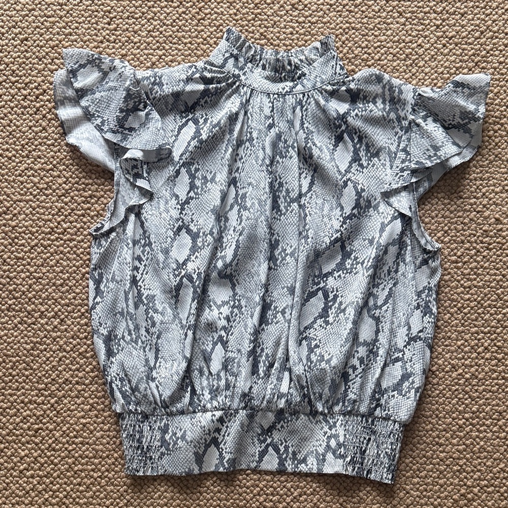 Frame Silk Snake Print Top